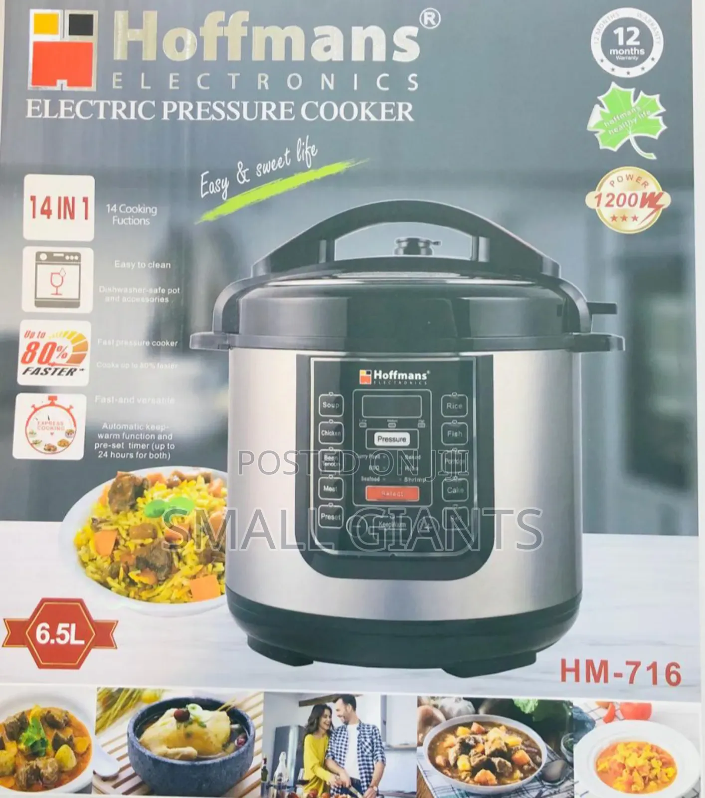 6.5L Hoffman Electric Pressure Cooker HM -716