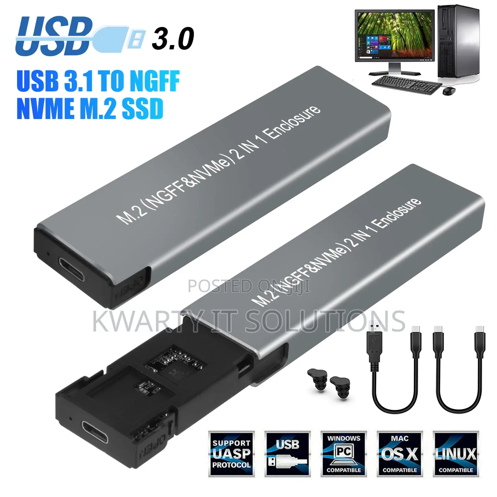 M.2 SSD External Hard Drive Enclosure Case