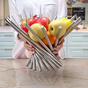 Foldable Decorative Stainless Steel Fruit Basket