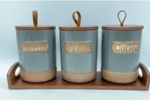 Stylish Ceramic Canister Set for Sugar Tea Coffee 3pcs