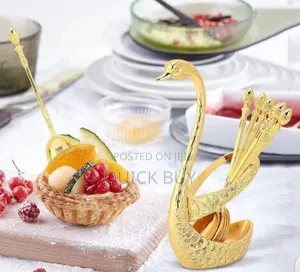 Unique Gold Coffee Spoons , Decorative Swan Base Holder
