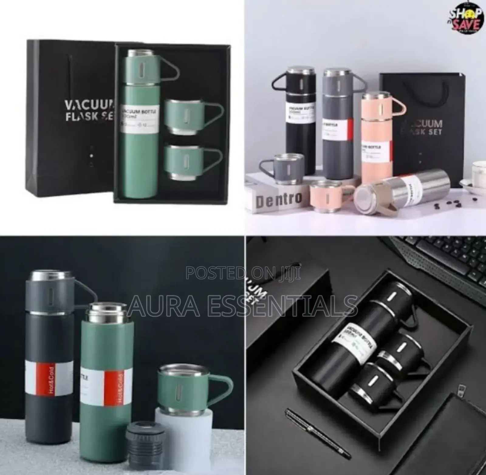 Vacuum Flask Set With 3 Cups