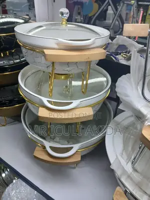 3pcs Home Beautifier Ceramic Serving Dishes Bowls WTH Stand