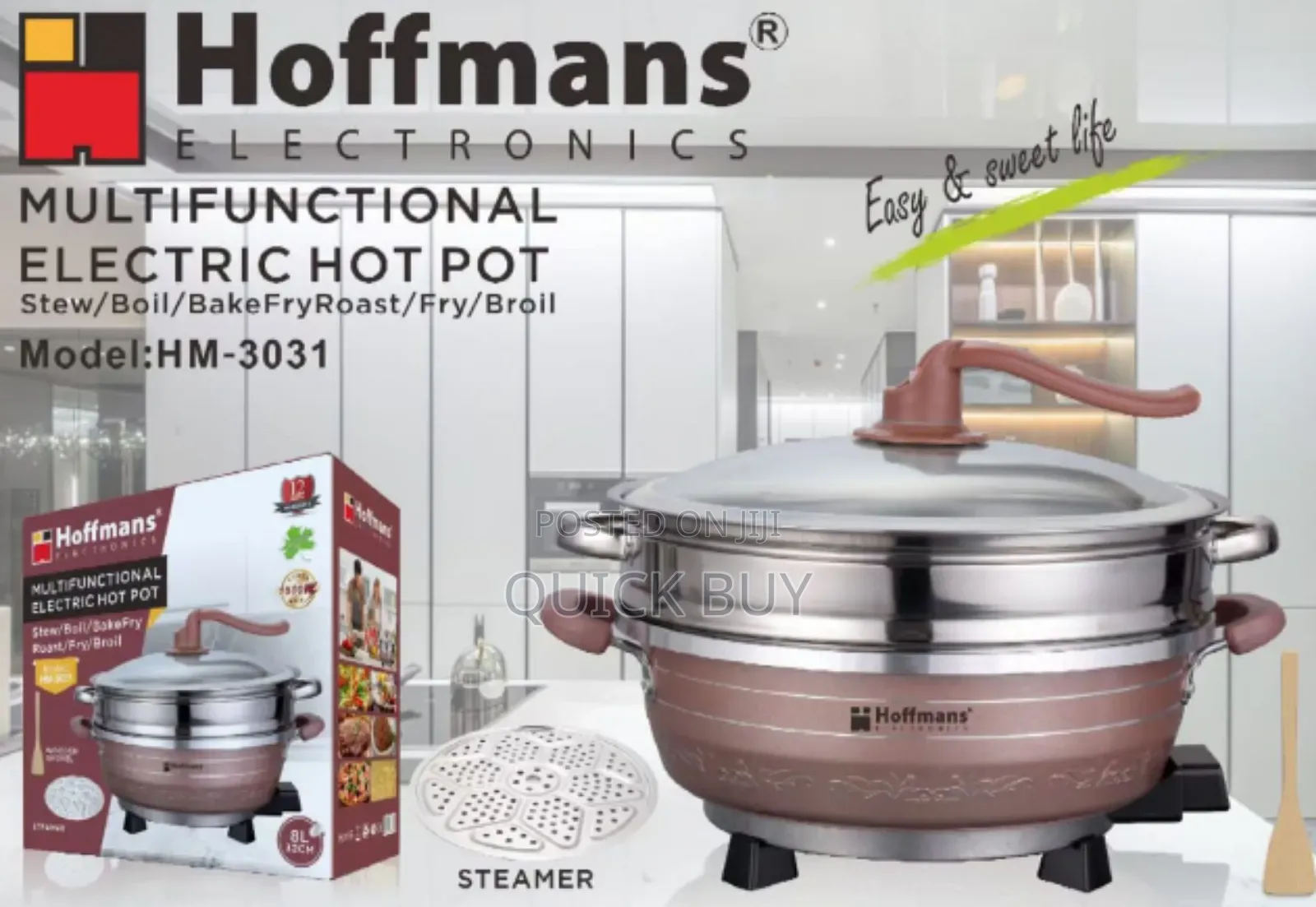 Robust Hoffman Multifunctional Electric Hot Pot, Non-Stick