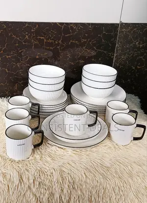 24pcs of Black Line Design Dinner Set