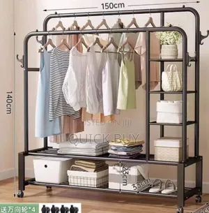 Heavy Duty Metallic Cloth Rack With Wheels