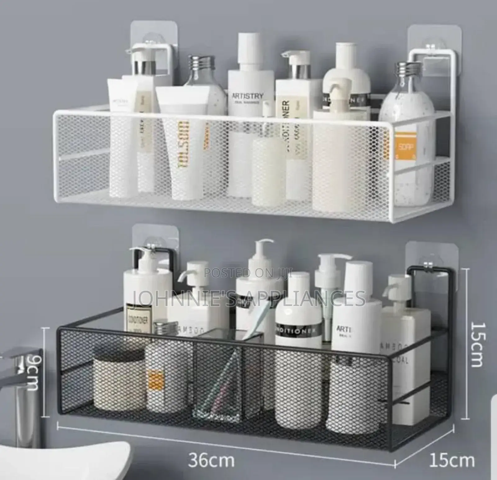 Wall Sticked Bathroom Organizer 2pic Pair