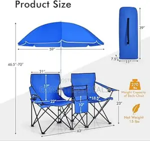 Portable Compact Folding Chair, 2 Person Camping Chair