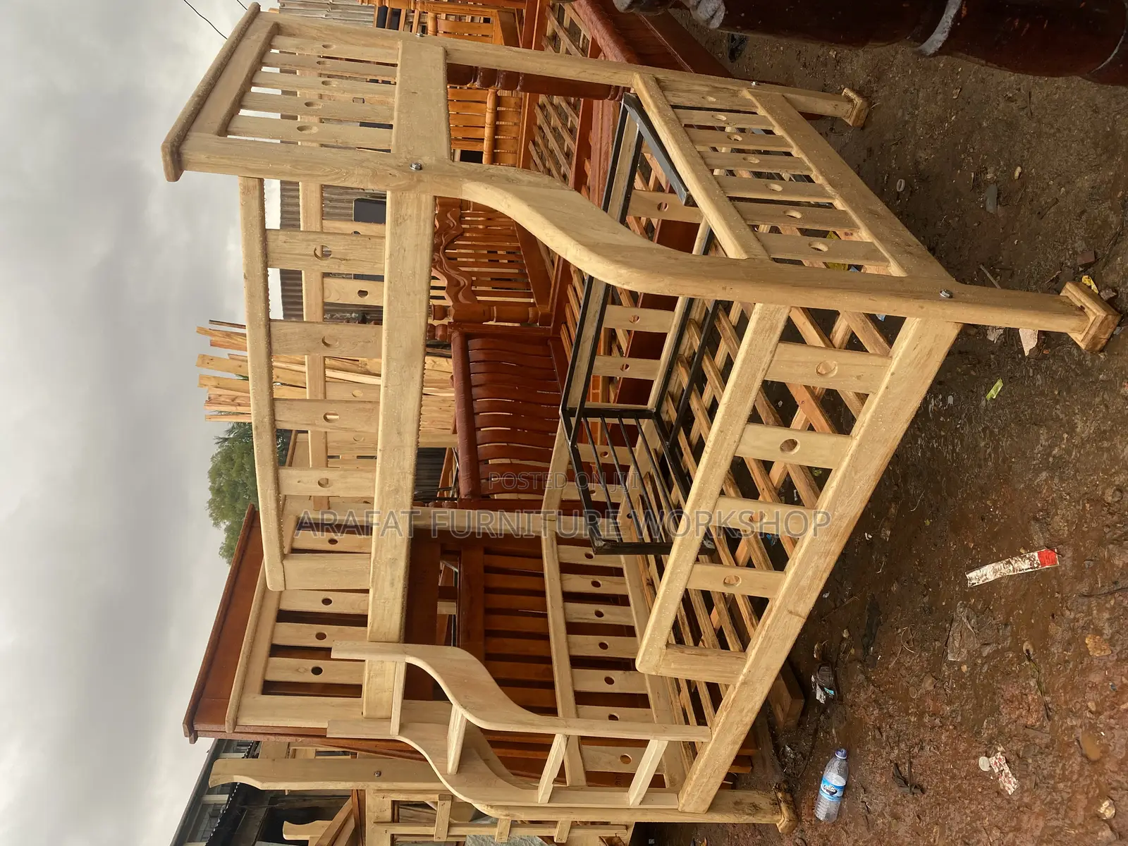 Solid Double Decker Bed With Double Half Guard Rails