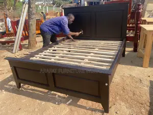 Simple Tile Design Bed/ Pure Wood