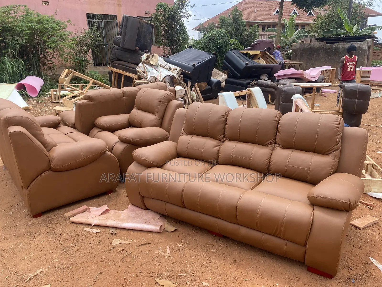Pure Leather Sofa Set