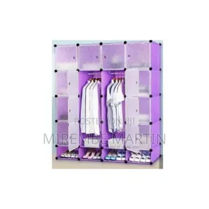 4X5 Plastic Wardrobe With Clothes Hanger Pole Purple