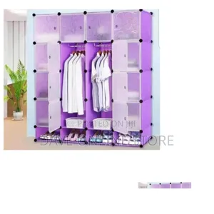 4X5 Plastic Purple Wardrobe With Clothes Hanger Pole