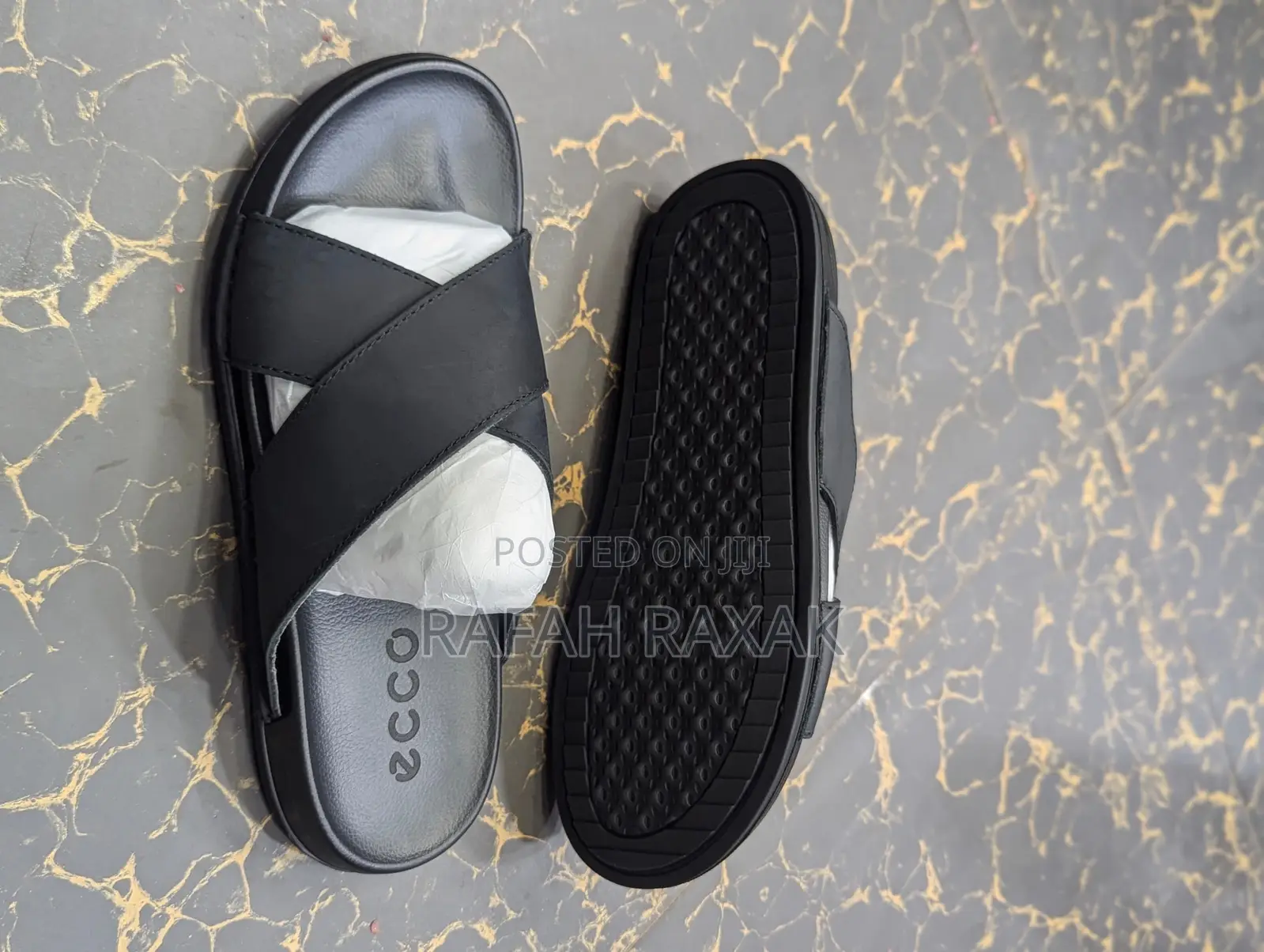 Original Black Ecco Cross Leather Sandals
