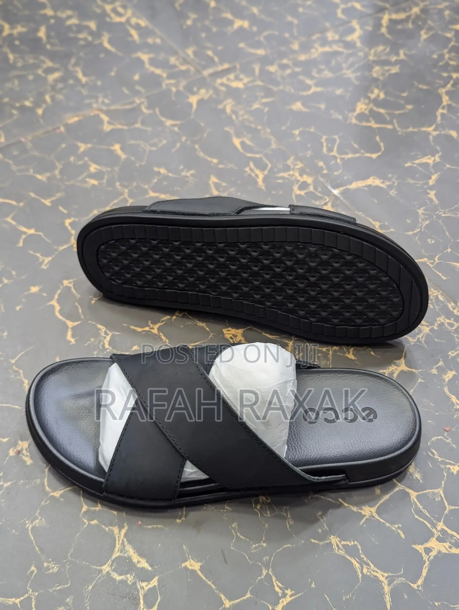 Original Black Ecco Cross Leather Sandals