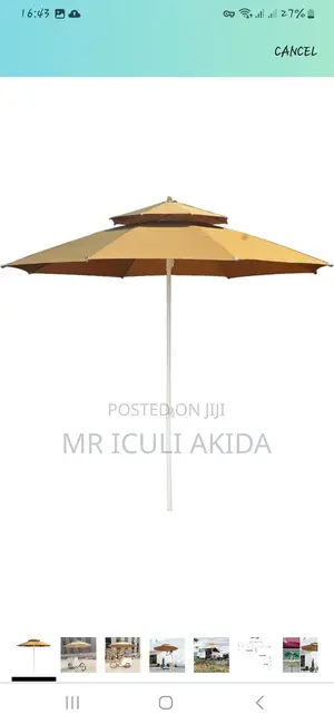 2.4mtrs Khaki Overlap Gaden,Bar,Restaurant Business Umbrella