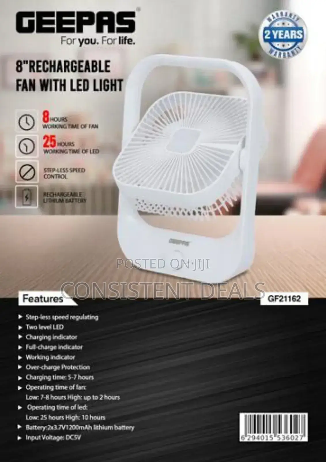 Geepas Rechargeable Table/ Desk Fan
