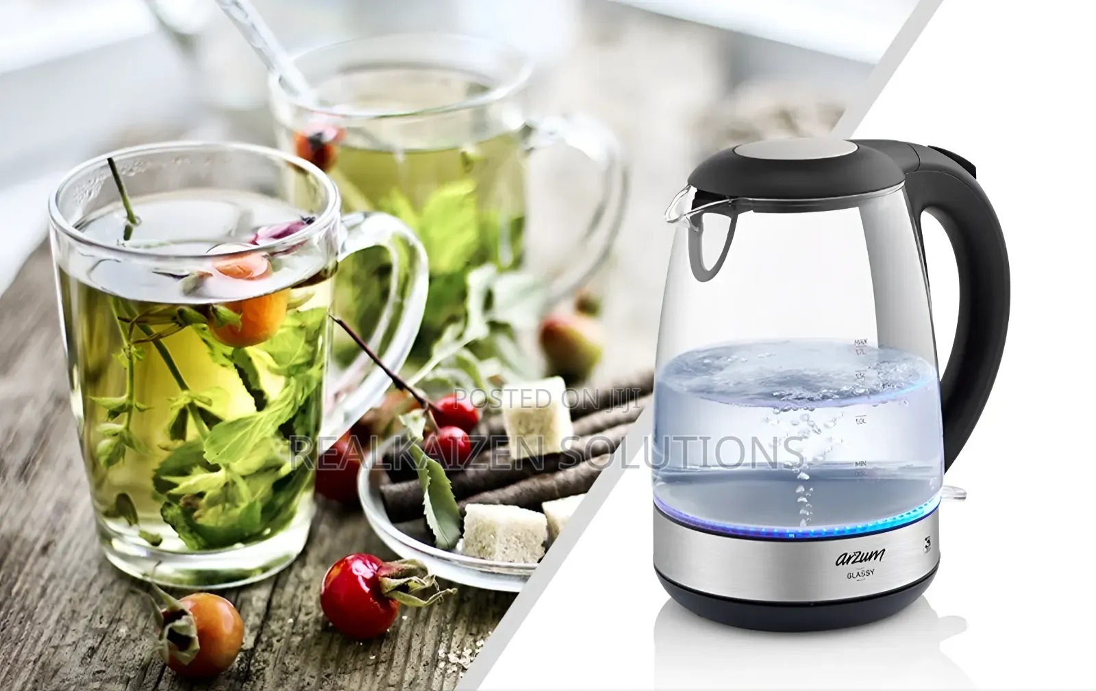 ARZUM 1.7L Glassy Tea | Water Kettle Electric With LED Light