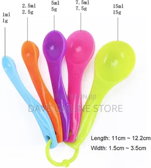 Set of 5 Plastic Measuring Colorful Measuring Cup Spoons