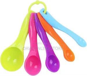 Set of 5 Plastic Measuring Colorful Measuring Cup Spoons
