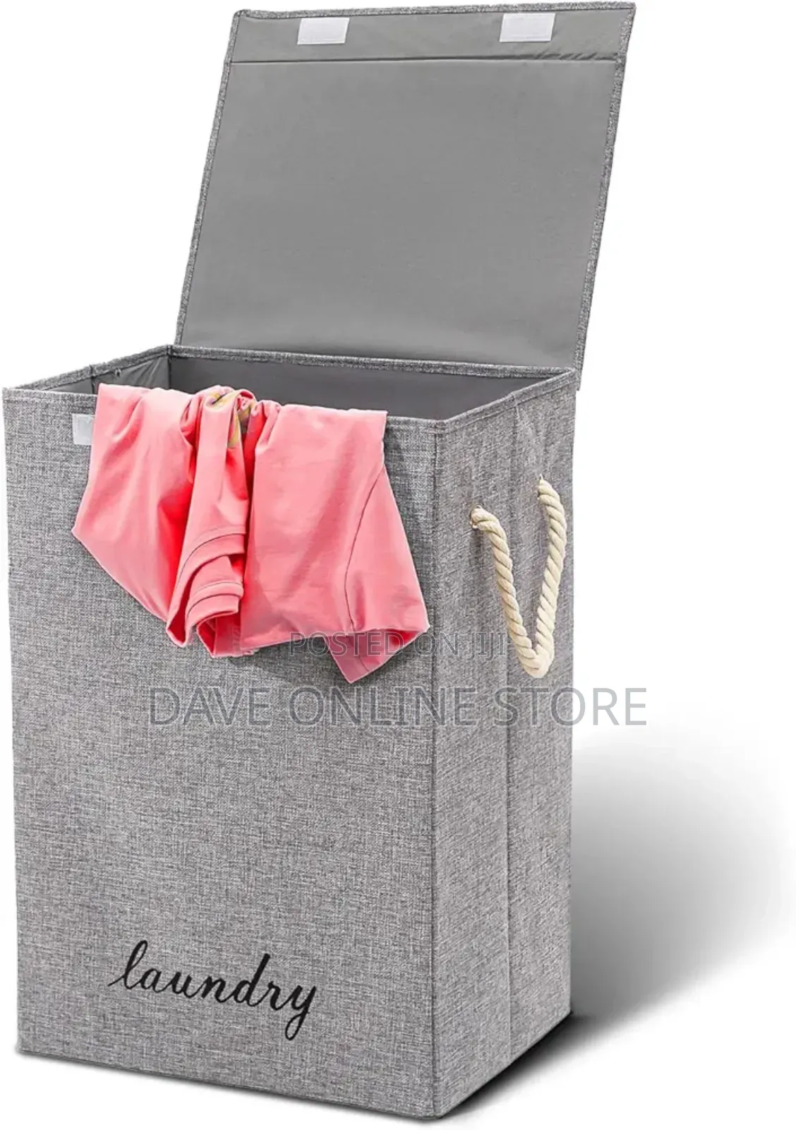 Grey Laundry Basket With A Lid Foldable Washing Linen Basket