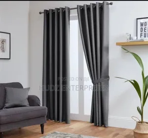 2 Curtains and 1net Plain Gray