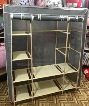 3column Cloth Wood Frame Portable Wardrobe - Gray