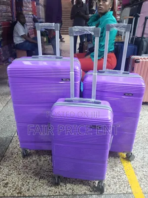 Original Rubber Plastic Suitcases.Full Set of 3pcs.( Purple)