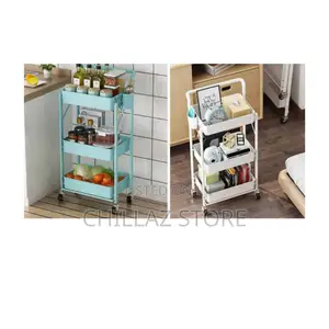 3 Tier Kitchen Foldable Cart With Wheels.