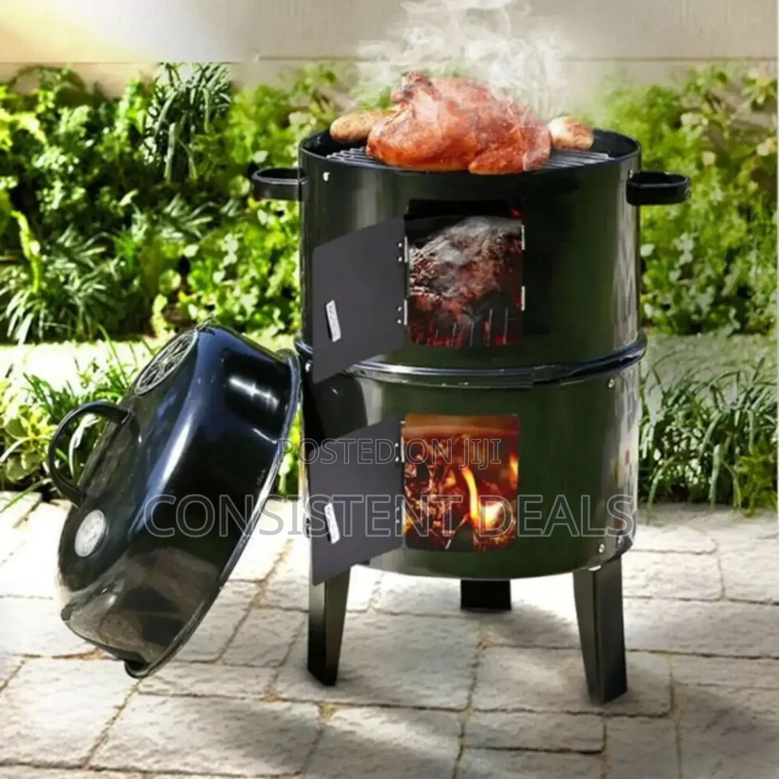 Outdoor Black Large Round BBQ Grill