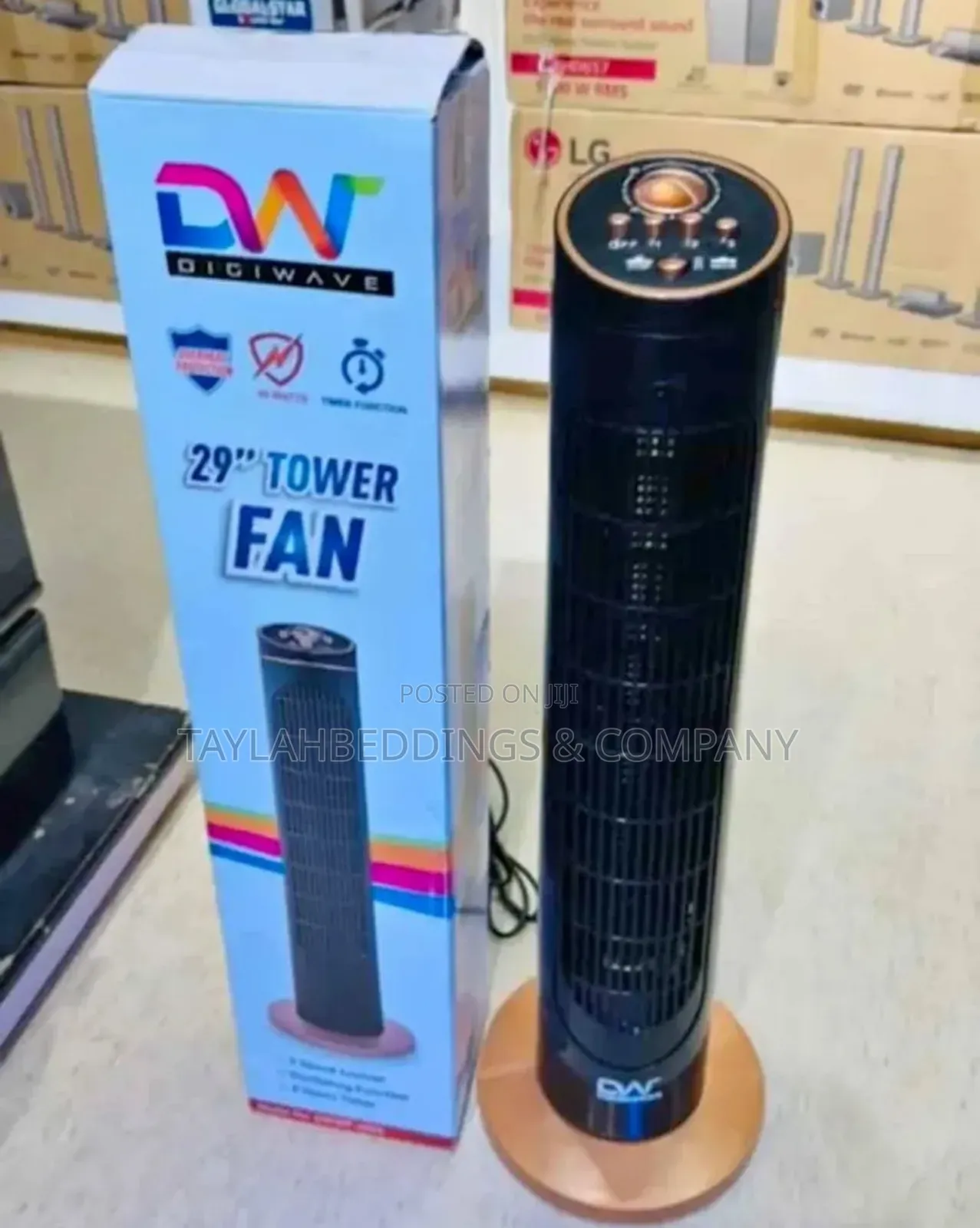Digiwave 29" Oscillating Tower Fan With Timer -Black