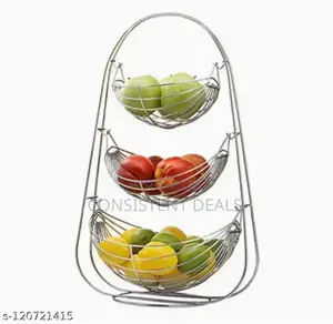3 Tier Mettalic Fruit Basket Vegetables Storage Stand