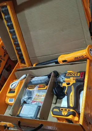 Ingco Cordless Lithium-Ion Impact Wrench 2 Battery and Torch