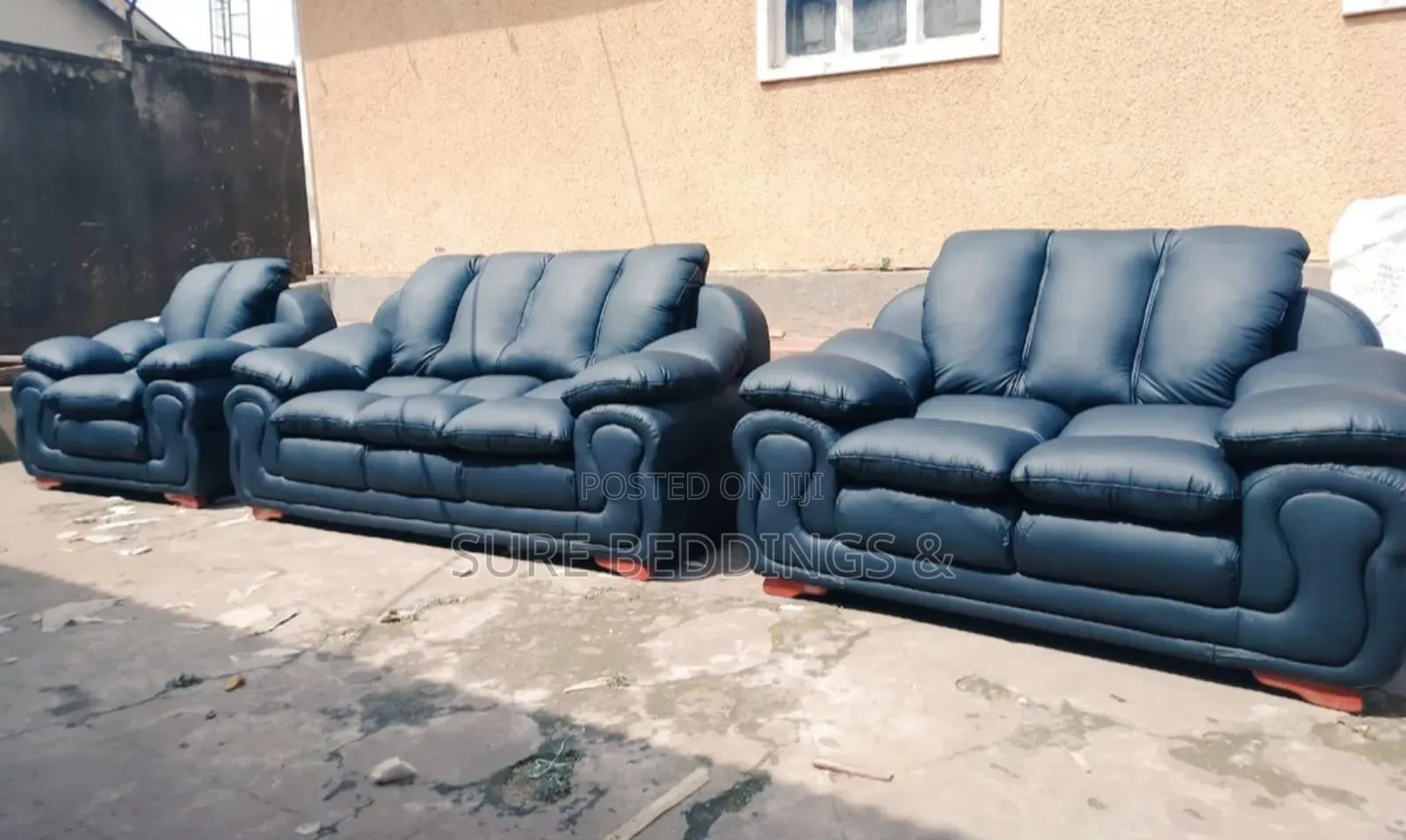 Black 7 Sitters Fibre Sofa