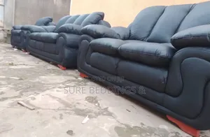 Black 7 Sitters Fibre Sofa