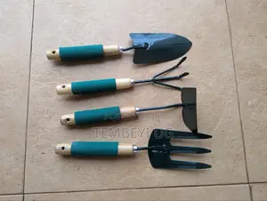 4 Gardening Tools, Hoe, Rake, Trowel
