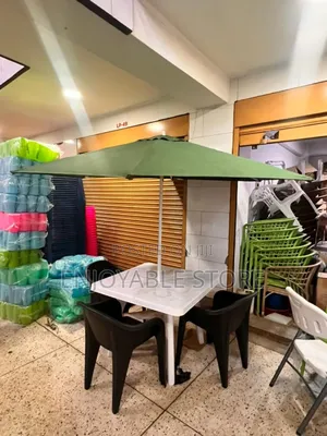 Combo Set of Plastic Chairs, Table and Umbrella