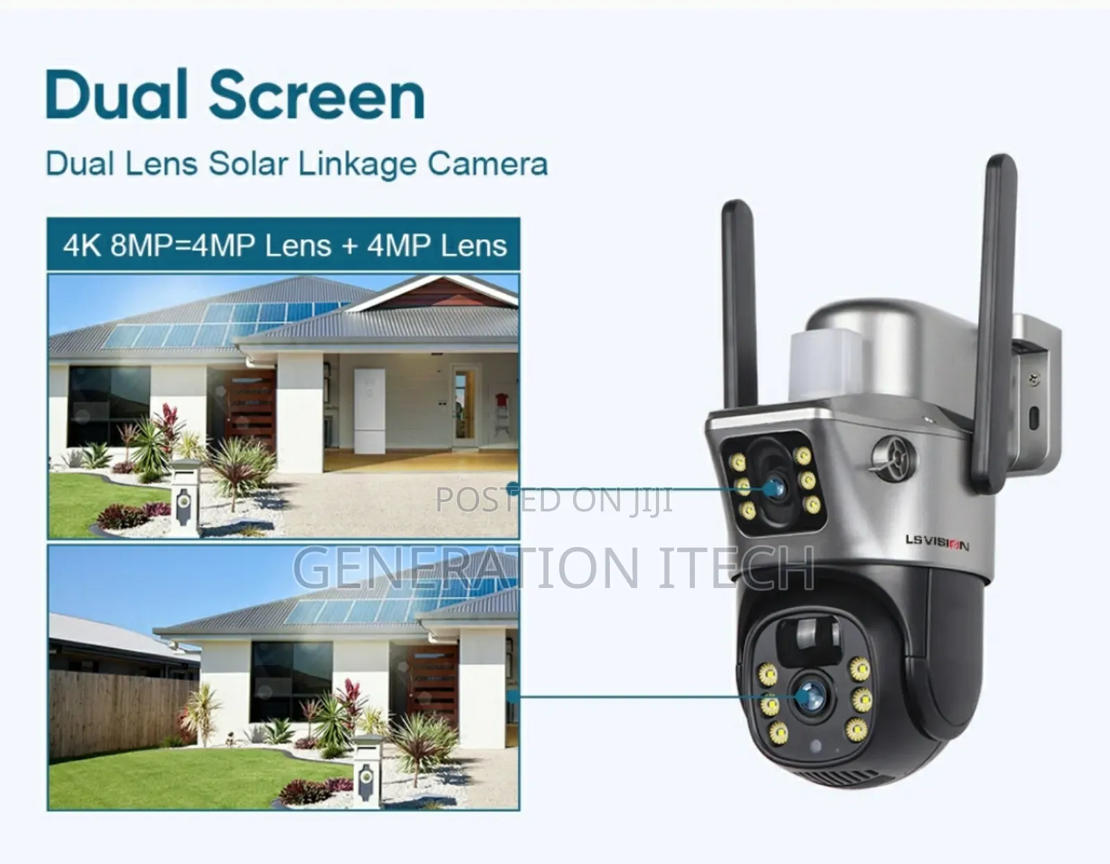 4g Dual Lens PTZ Solar Camera - - Waterproof for Outdoor