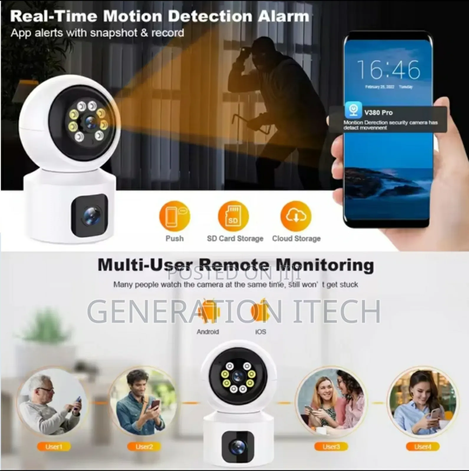 Simcard 4G Dual Lens Camera for Indoor-Wireless-Night Vision