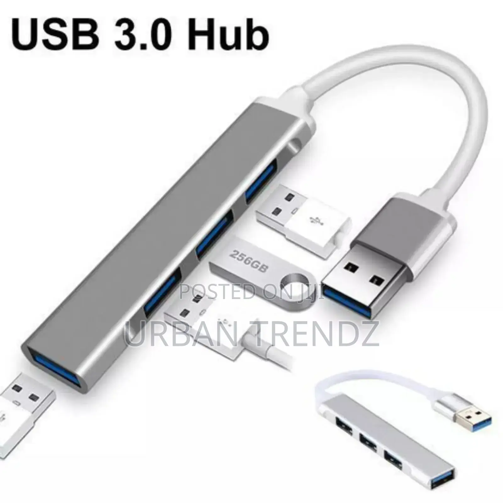 Hub USB Hub 3 0 Adapter 4 Port USB 3.0 High Speed-Gray