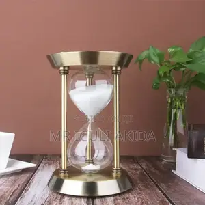 Vintage Brass 60min Hour Rotating Ornament Deco Glass Timer
