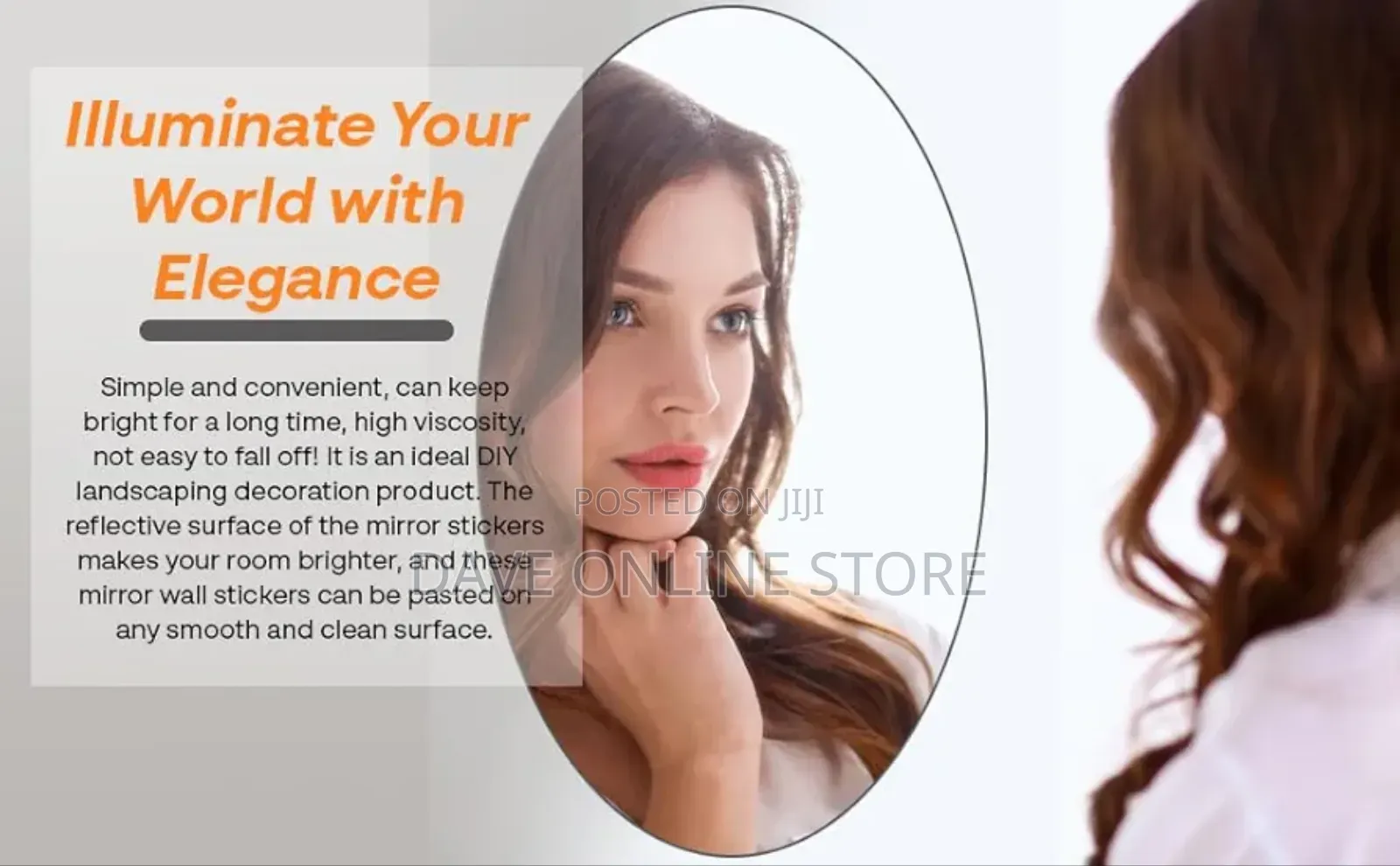 Self-Adhesive Plastic Mirror Flexible Oval Mirror Sticker