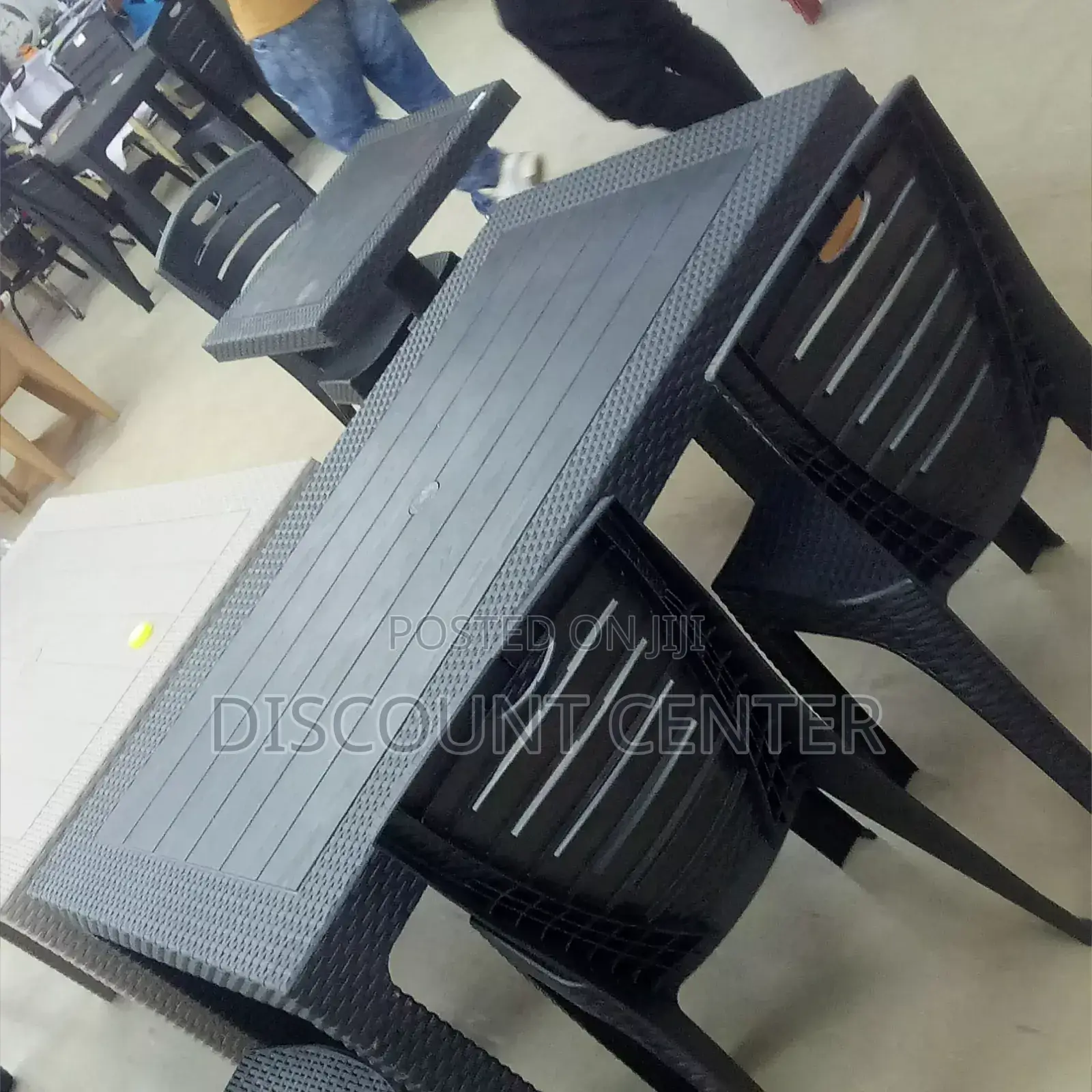Plastic Table Dinning Set One Table and 6 Chairs