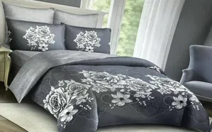 4pc Duvet 6*6 Gray Flowered Colour