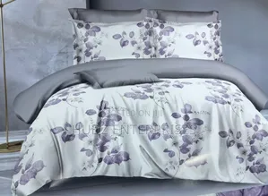4pc Duvet 6*6 White With Purple Flowers