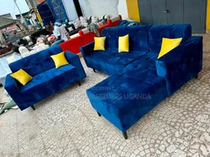 7 Sitter L Sofa Set in Blue Colour