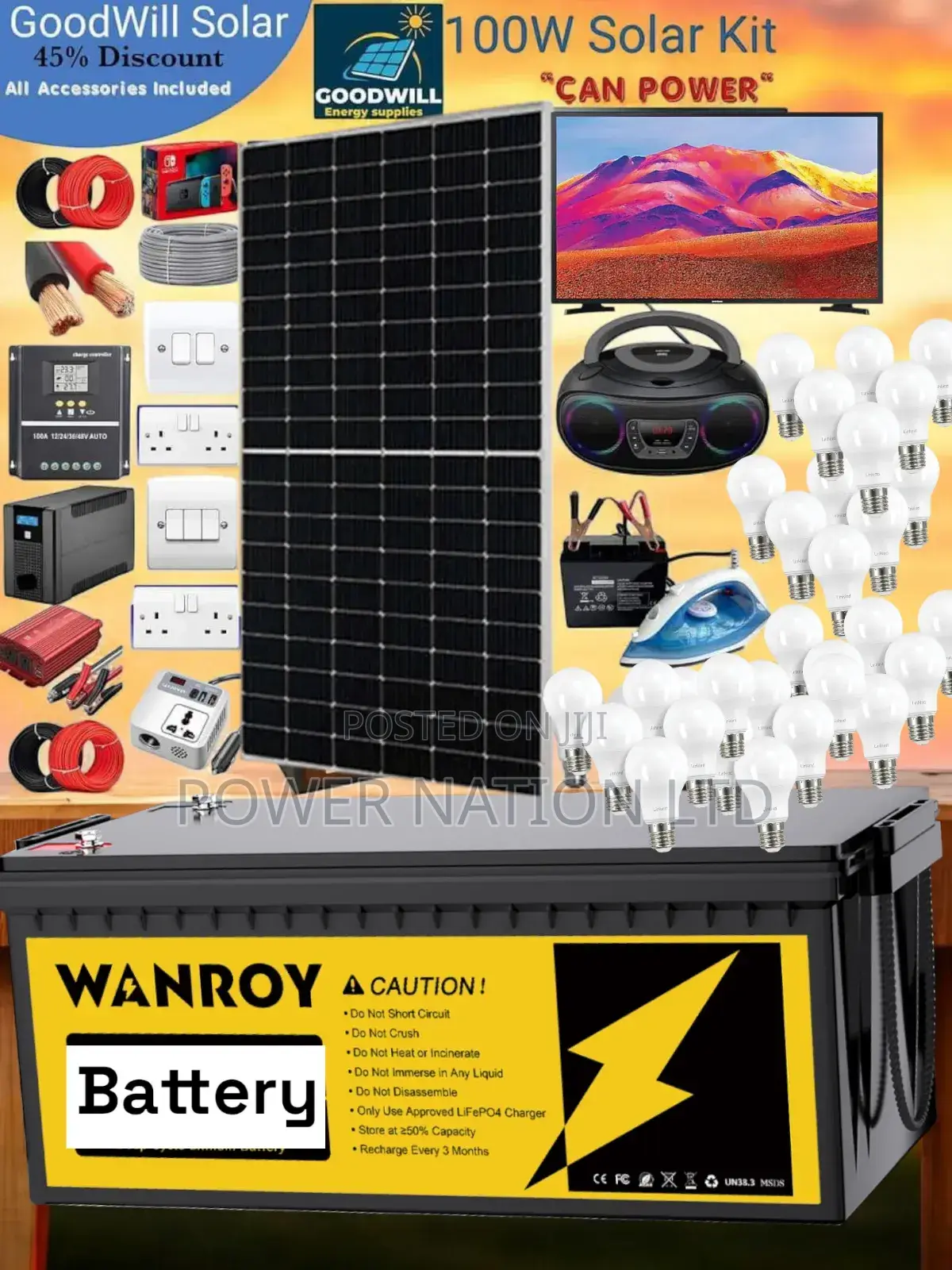 100w Solar System Complete Kit