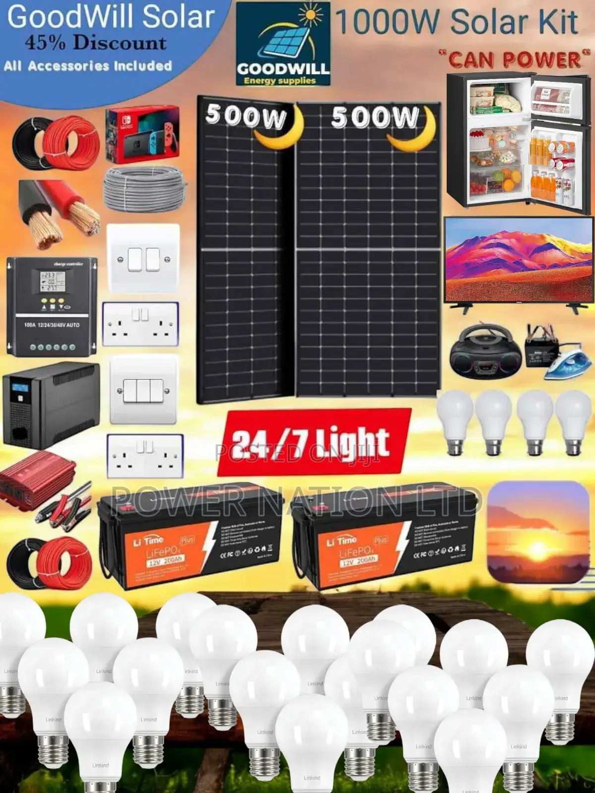 1000w Solar System Complete Kit / 1kw
