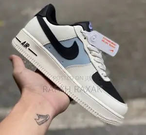 Original Nike Air Force 1 Low Cream Black Swoosh Sneakers
