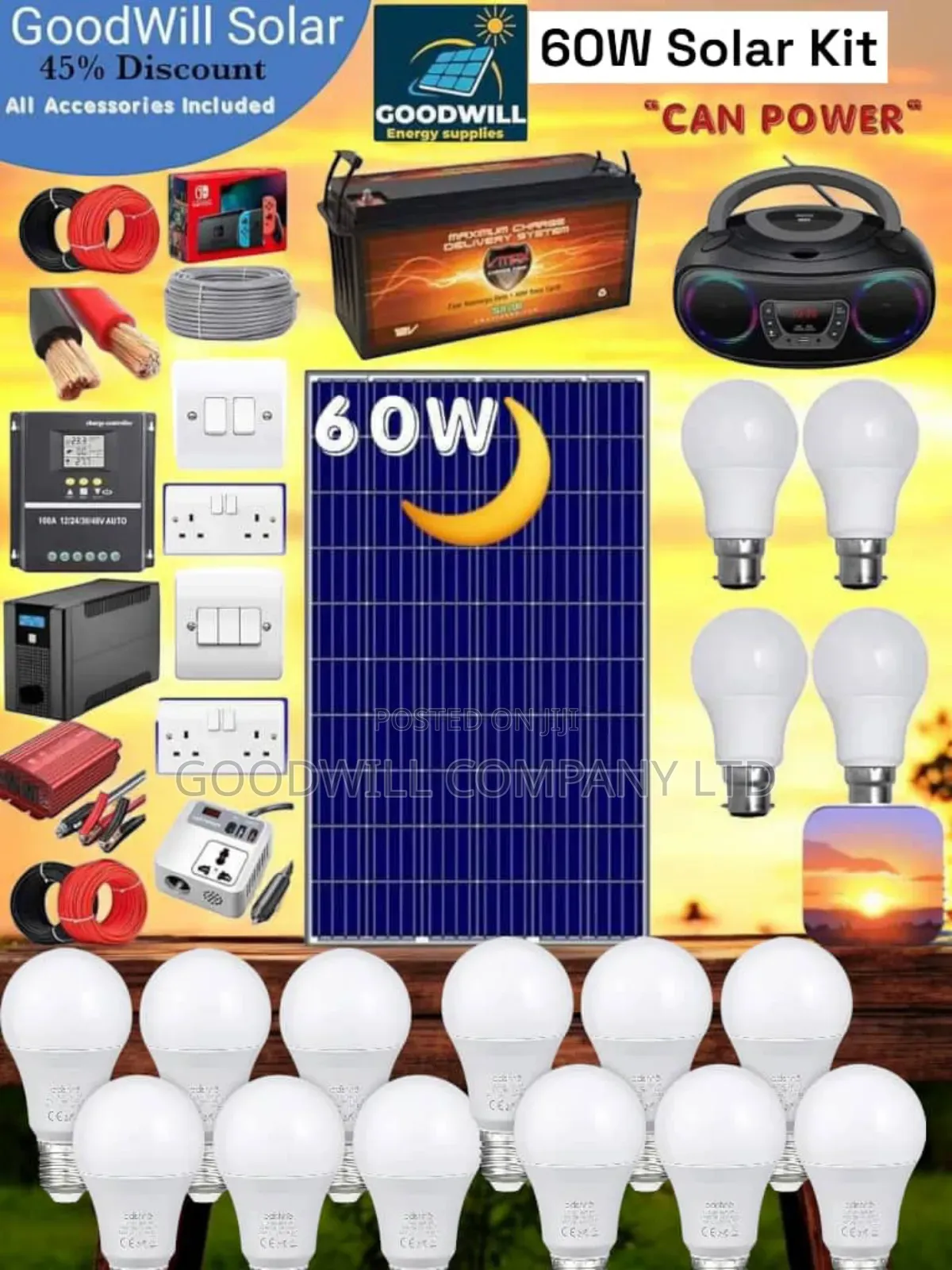 60w Solar System Full Kit Even Charging in Rainy Weather